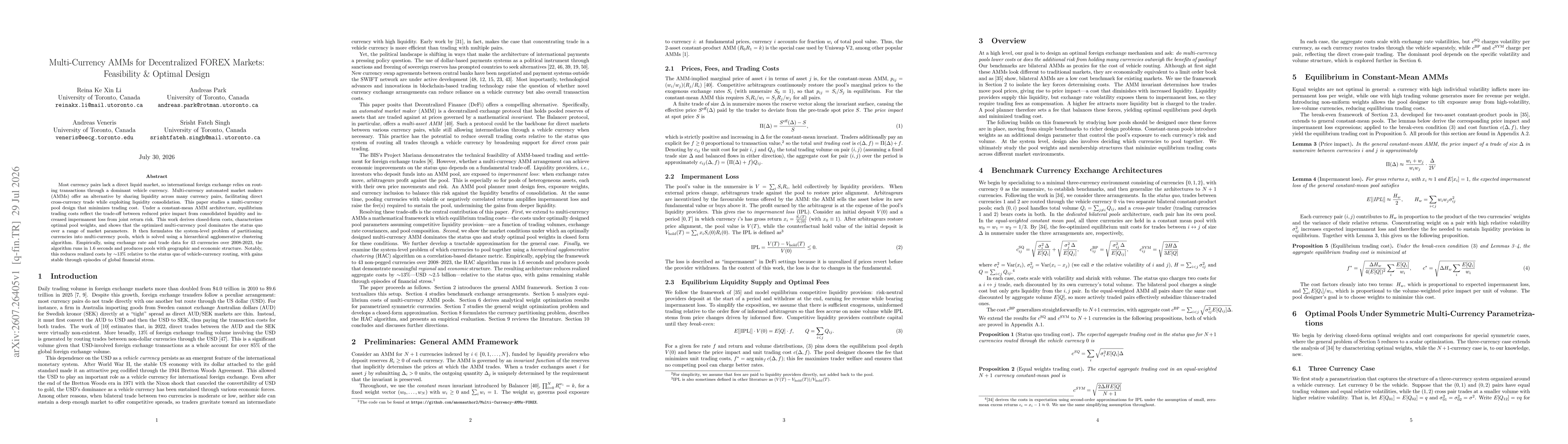 Thumbnail for Multi-Currency AMMs for Decentralized FOREX Markets: Feasibility & Optimal Design