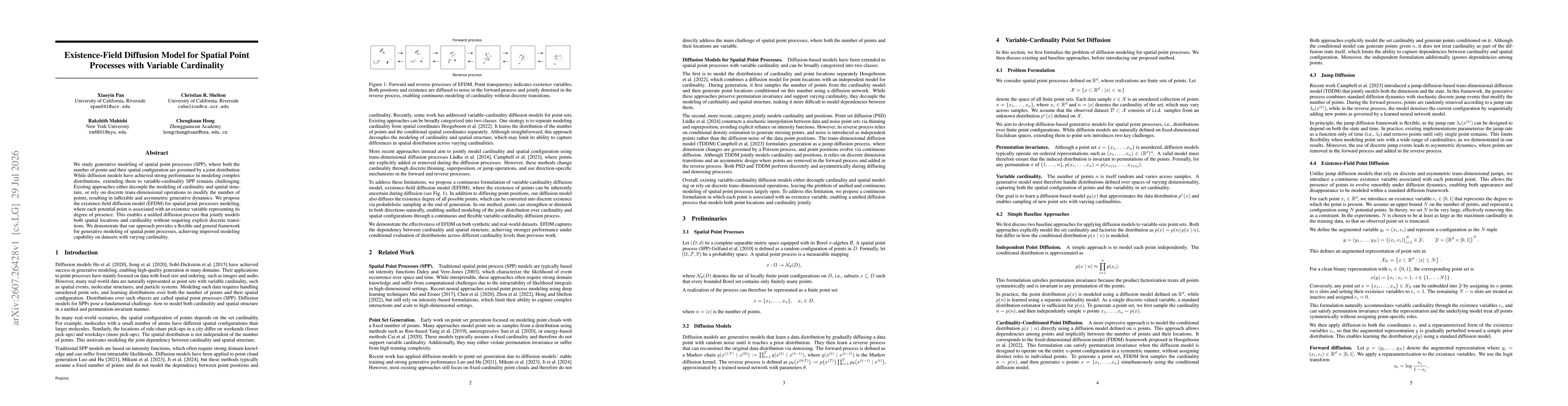 Thumbnail for Existence-Field Diffusion Model for Spatial Point Processes with Variable Cardinality