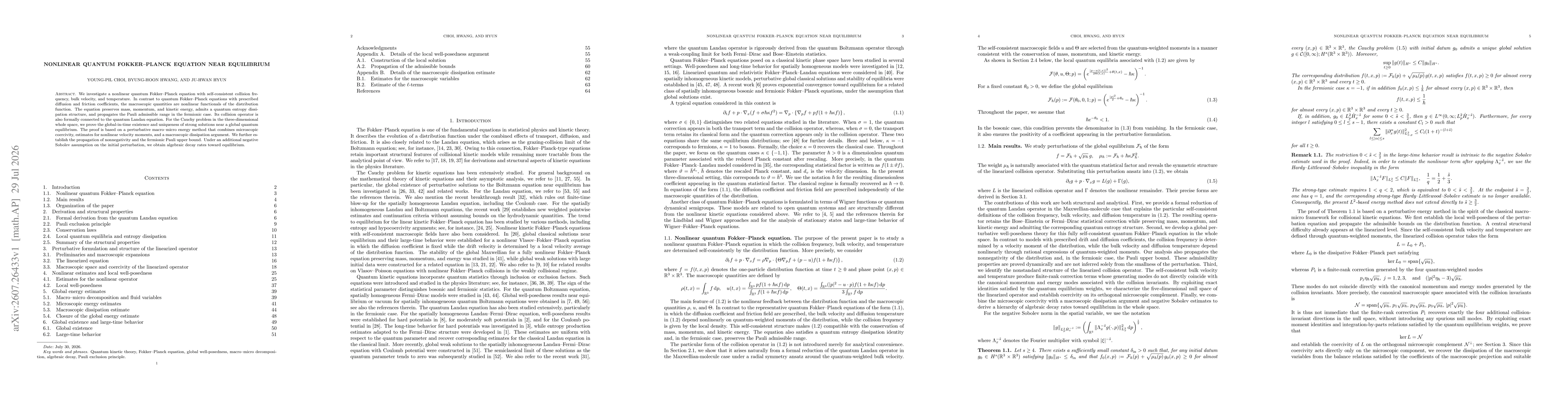 Thumbnail for Nonlinear quantum Fokker-Planck equation near equilibrium