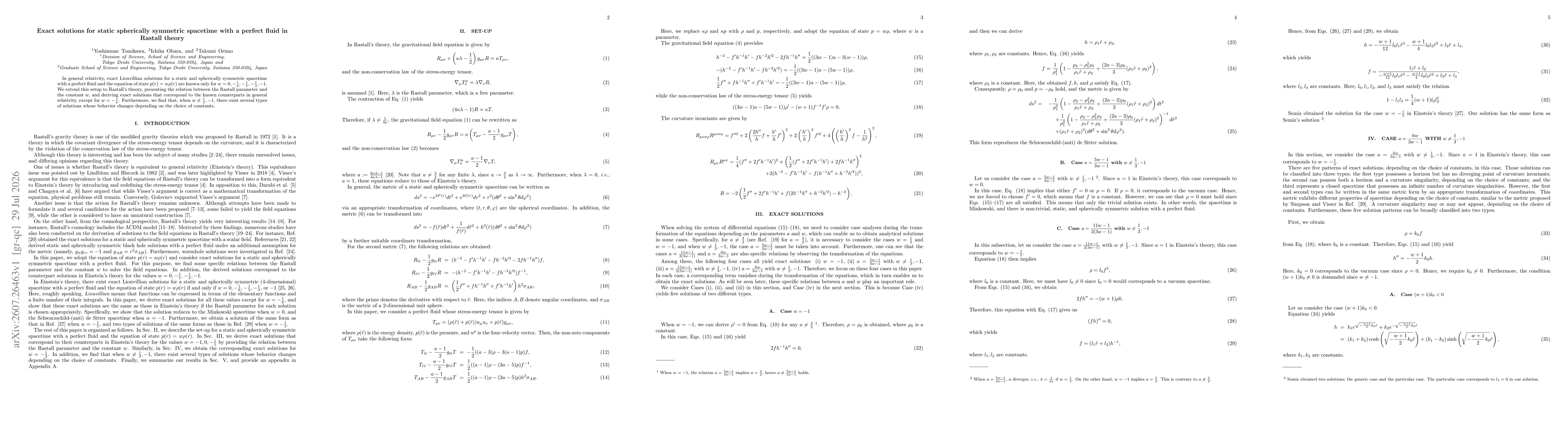 Thumbnail for Exact solutions for static spherically symmetric spacetime with a perfect fluid in Rastall theory