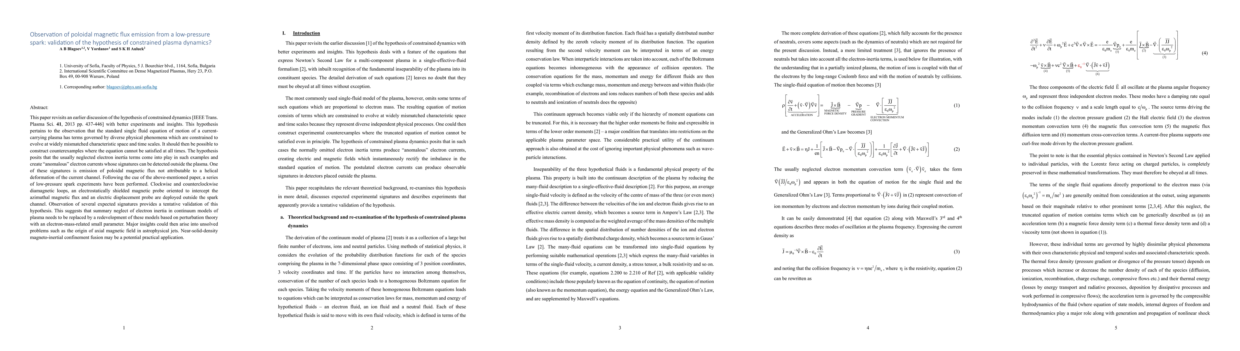 Thumbnail for Observation of poloidal magnetic flux emission from a low-pressure spark: validation of the hypothesis of constrained plasma dynamics?