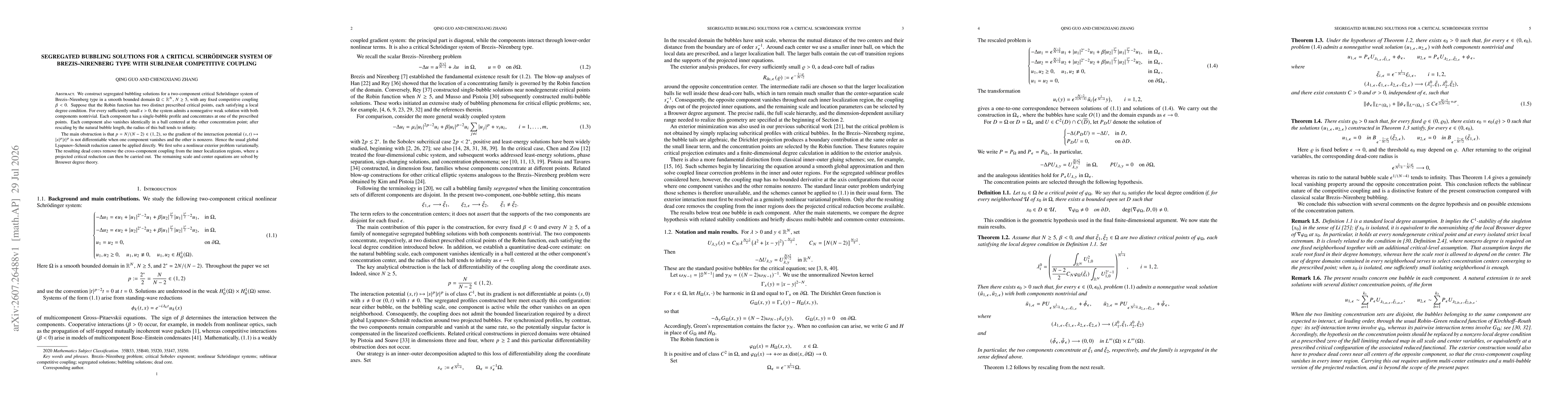Thumbnail for Segregated Bubbling Solutions for a Critical Schrödinger System of Brezis--Nirenberg Type with Sublinear Competitive Coupling