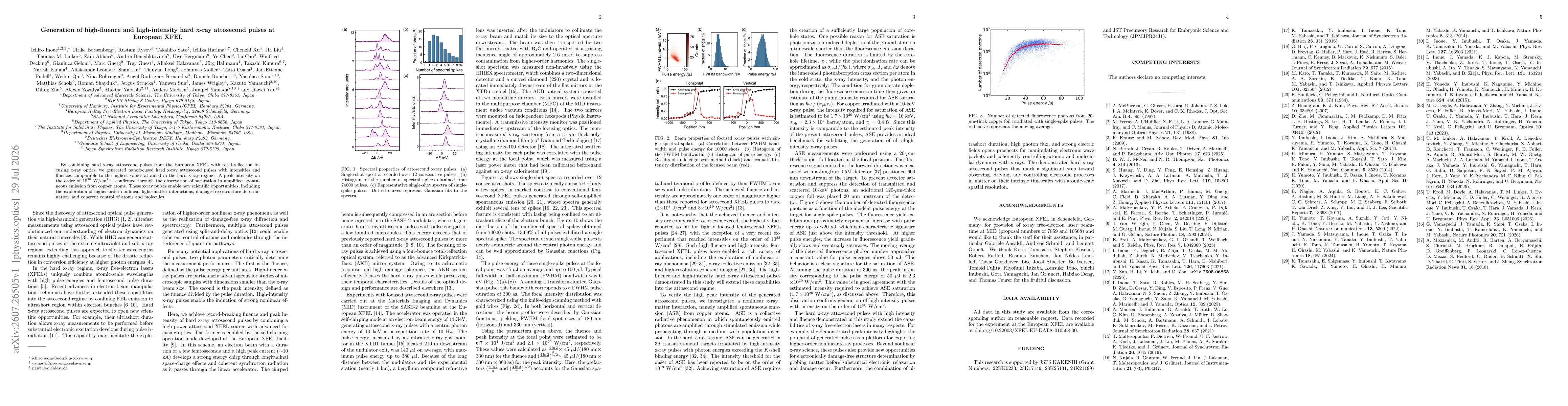 Thumbnail for Generation of high-fluence and high-intensity hard x-ray attosecond pulses at European XFEL