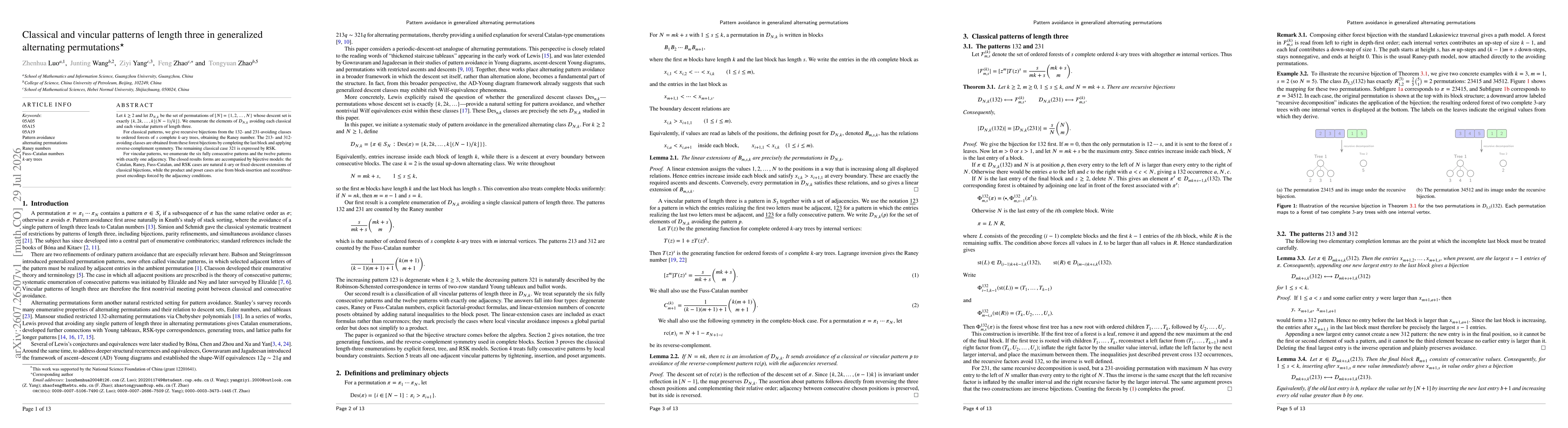 Thumbnail for Classical and vincular patterns of length three in generalized alternating permutations
