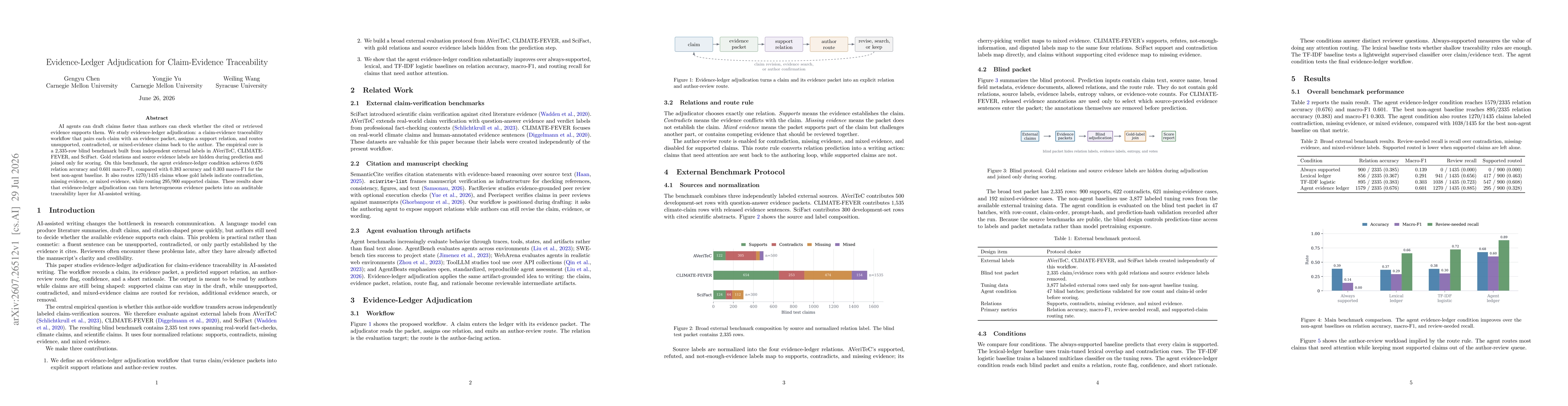 Thumbnail for Evidence-Ledger Adjudication for Claim-Evidence Traceability