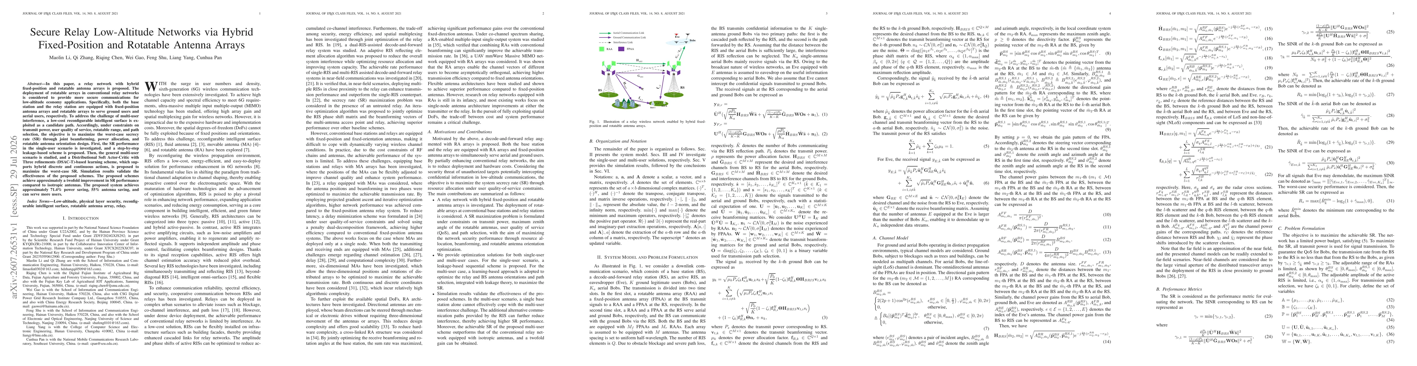 Thumbnail for Secure Relay Low-Altitude Networks via Hybrid Fixed-Position and Rotatable Antenna Arrays