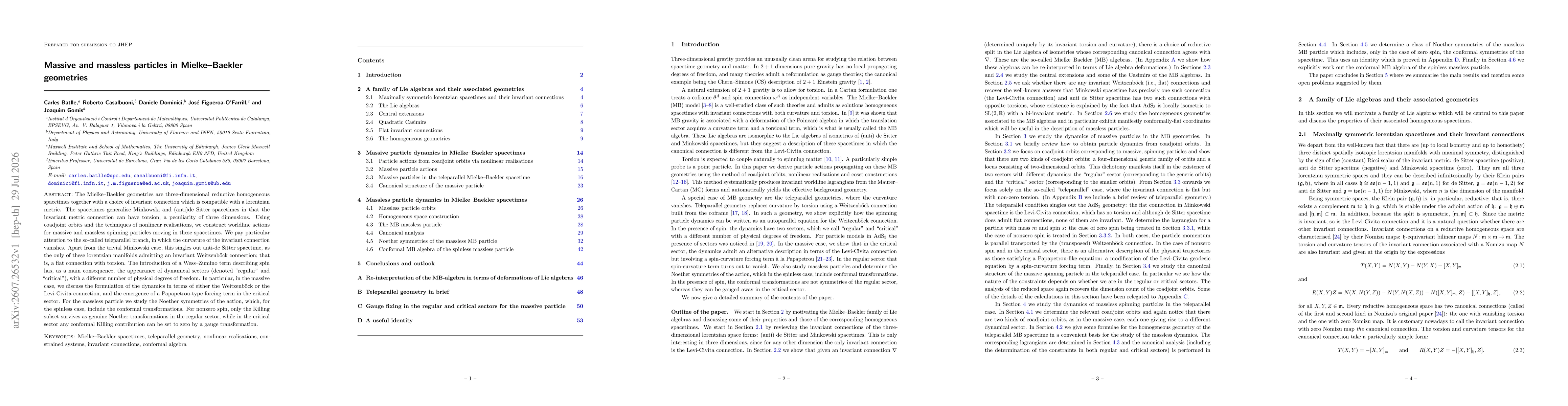 Thumbnail for Massive and massless particles in Mielke--Baekler geometries
