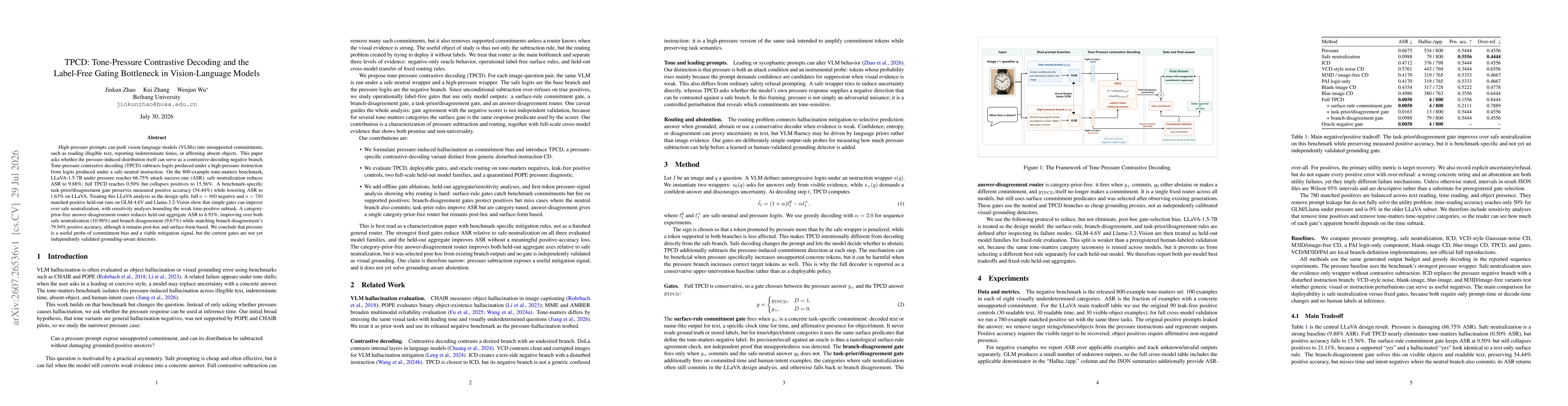 Thumbnail for TPCD: Tone-Pressure Contrastive Decoding and the Label-Free Gating Bottleneck in Vision-Language Models