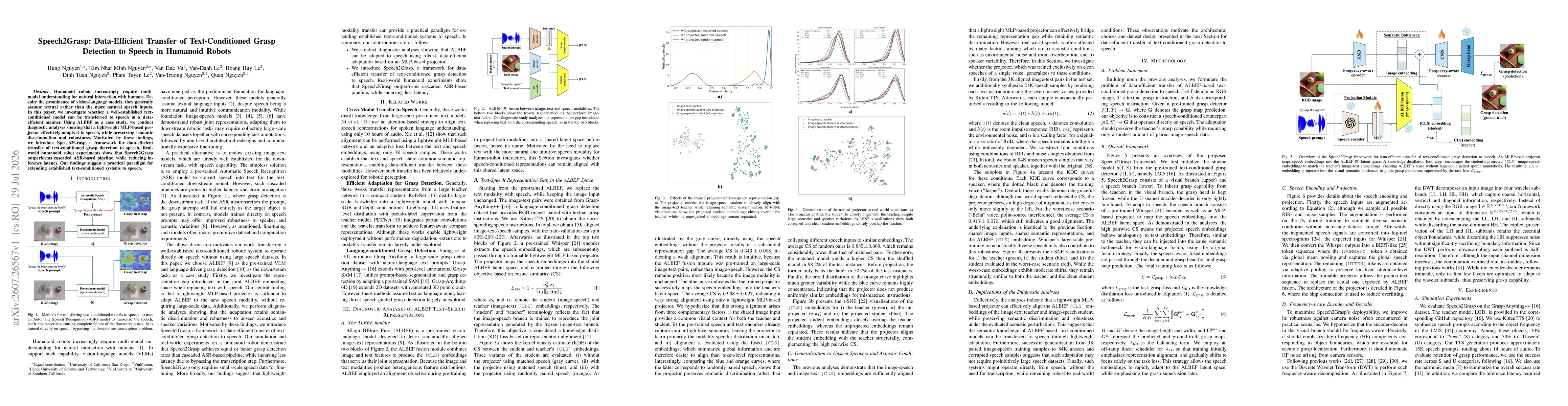 Thumbnail for Speech2Grasp: Data-Efficient Transfer of Text-Conditioned Grasp Detection to Speech in Humanoid Robots