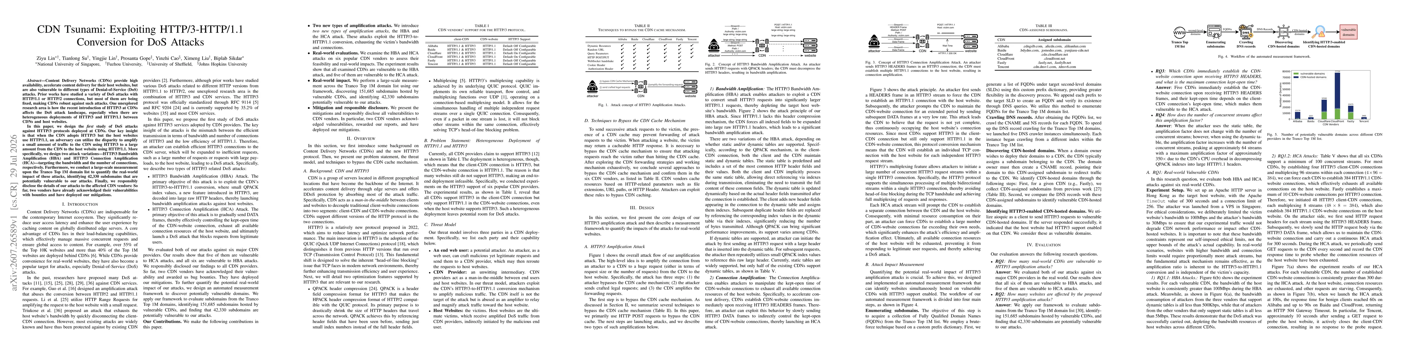 Thumbnail for CDN Tsunami: Exploiting HTTP/3-HTTP/1.1 Conversion for DoS Attacks