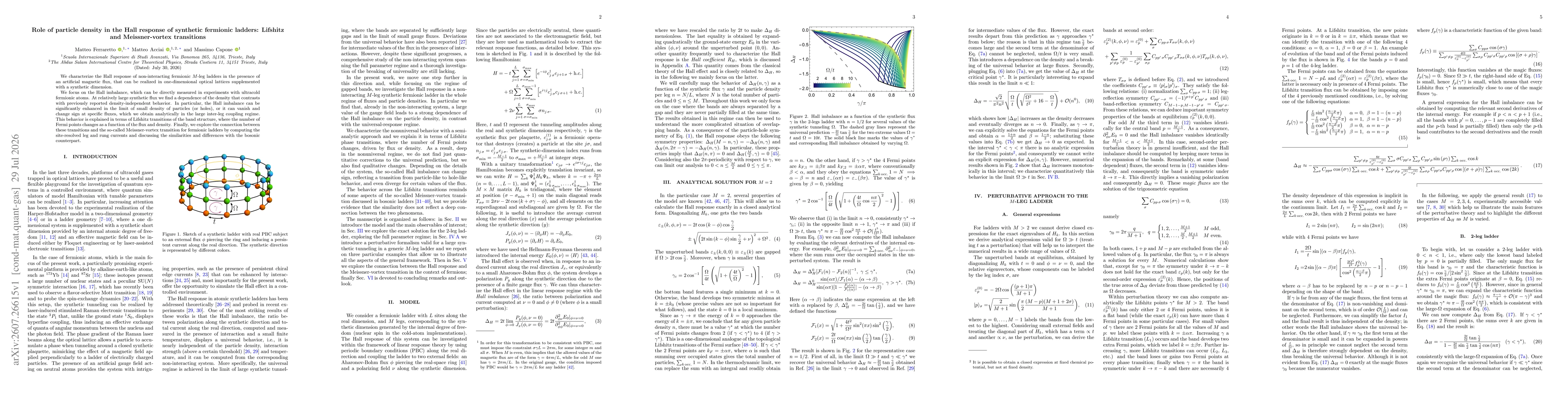 Thumbnail for Role of particle density in the Hall response of synthetic fermionic ladders: Lifshitz and Meissner-vortex transitions