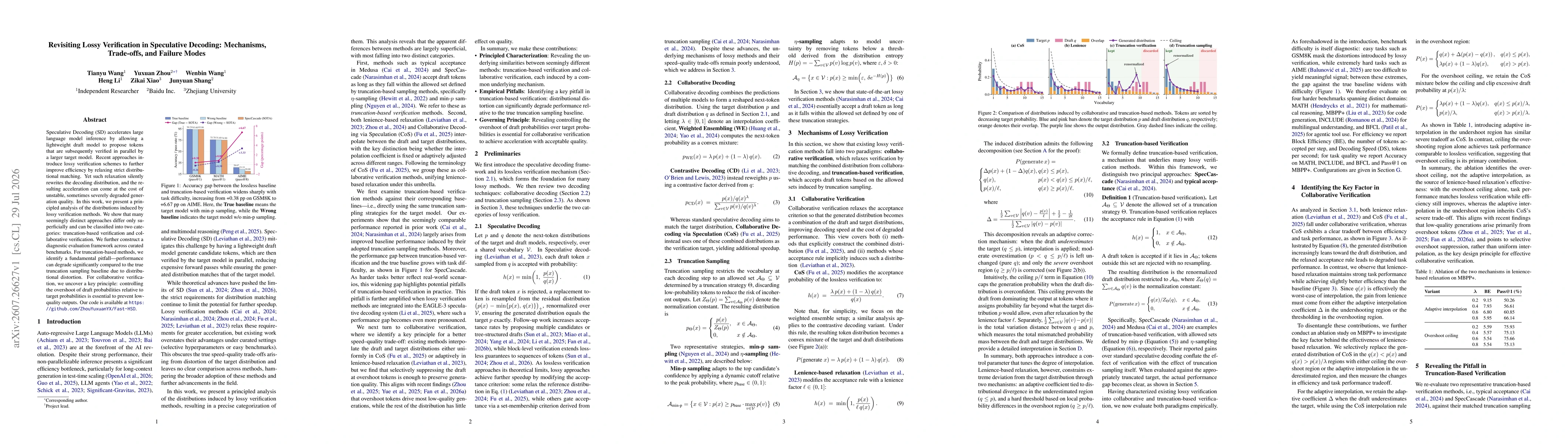 Thumbnail for Revisiting Lossy Verification in Speculative Decoding: Mechanisms, Trade-offs, and Failure Modes