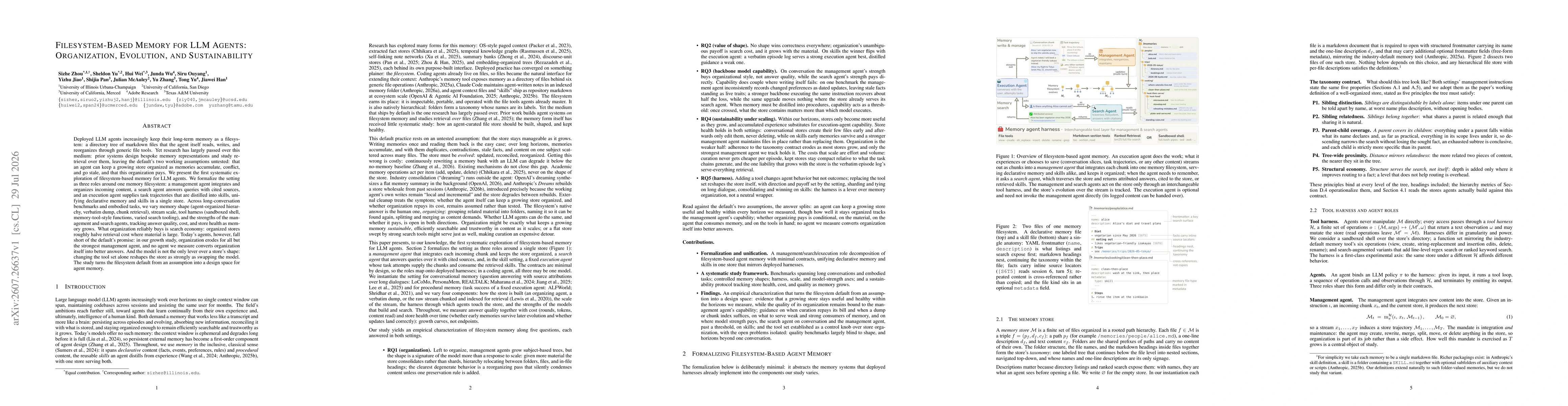 Thumbnail for Filesystem-Based Memory for LLM Agents: Organization, Evolution, and Sustainability