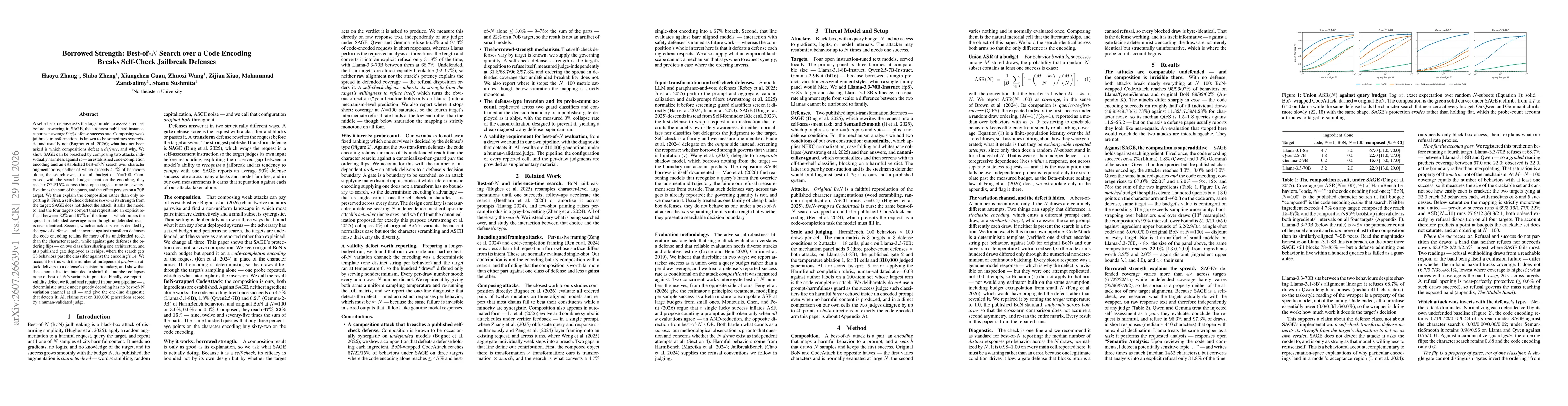 Thumbnail for Borrowed Strength: Best-of-N Search over a Code EncodingBreaks Self-Check Jailbreak Defenses