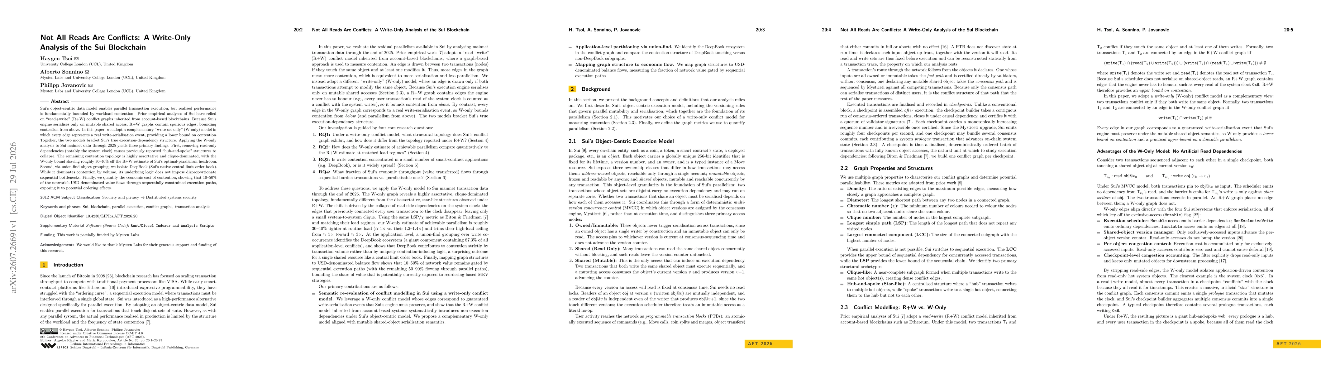 Thumbnail for Not All Reads Are Conflicts: A Write-Only Analysis of the Sui Blockchain