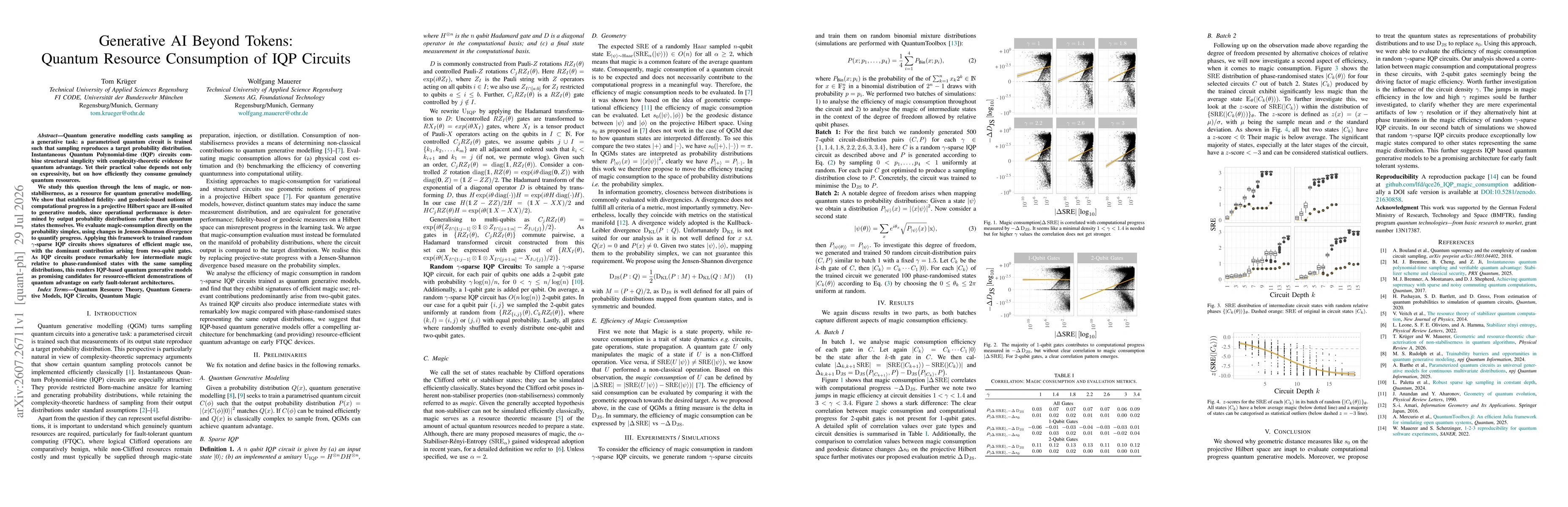 Thumbnail for Generative AI Beyond Tokens: Quantum Resource Consumption of IQP Circuits