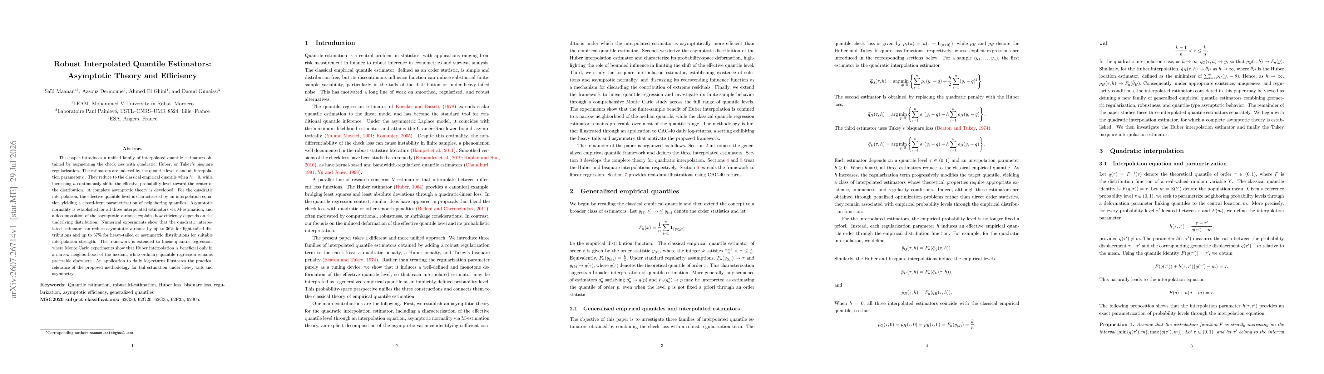 Thumbnail for Robust Interpolated Quantile Estimators: Asymptotic Theory and Efficiency