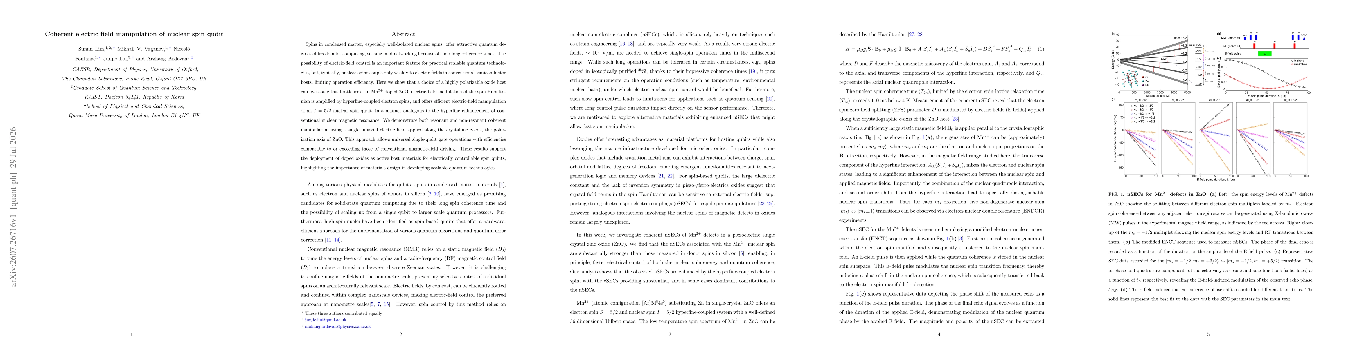 Thumbnail for Coherent electric field manipulation of nuclear spin qudit