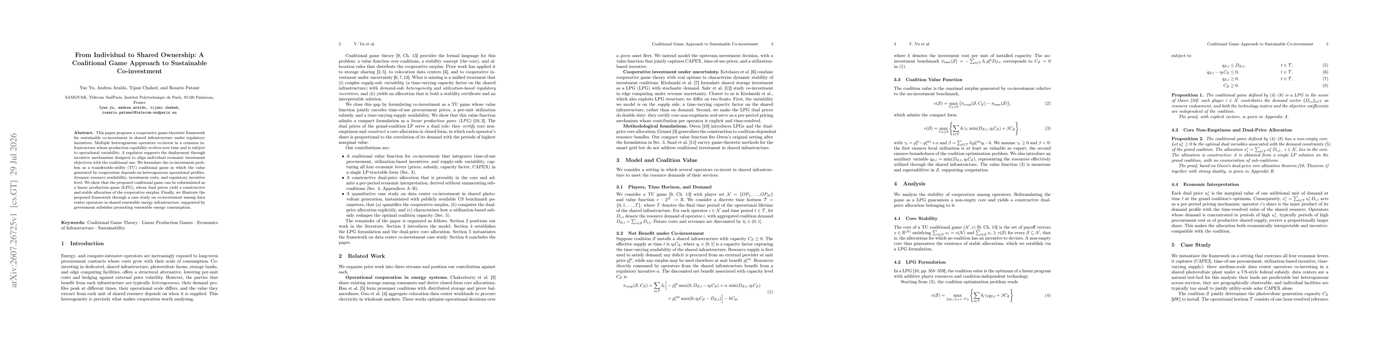 Thumbnail for From Individual to Shared Ownership: A Coalitional Game Approach to Sustainable Co-investment