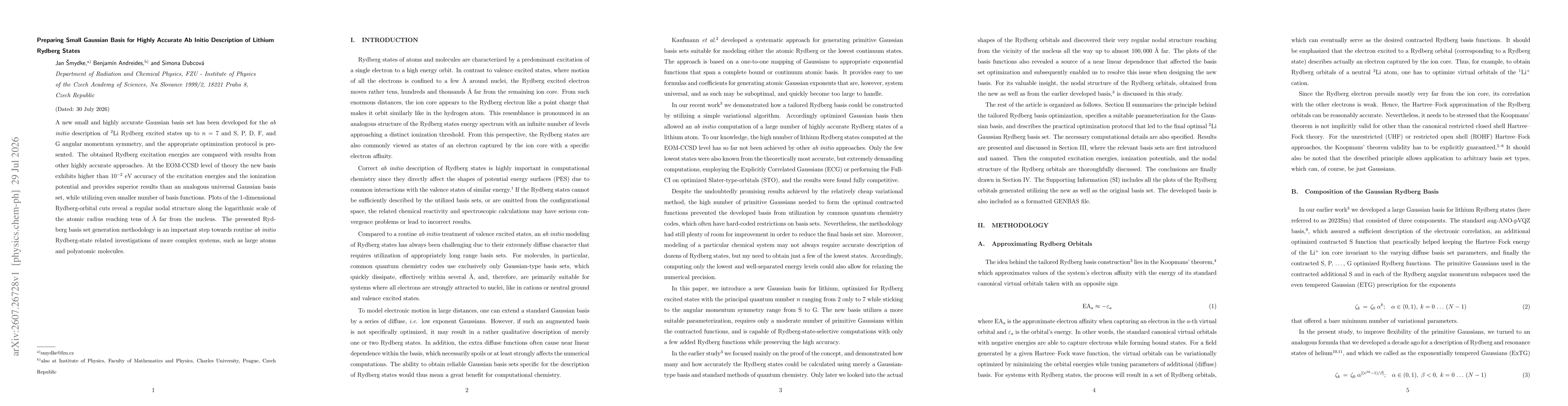 Thumbnail for Preparing Small Gaussian Basis for Highly Accurate Ab Initio Description of Lithium Rydberg States
