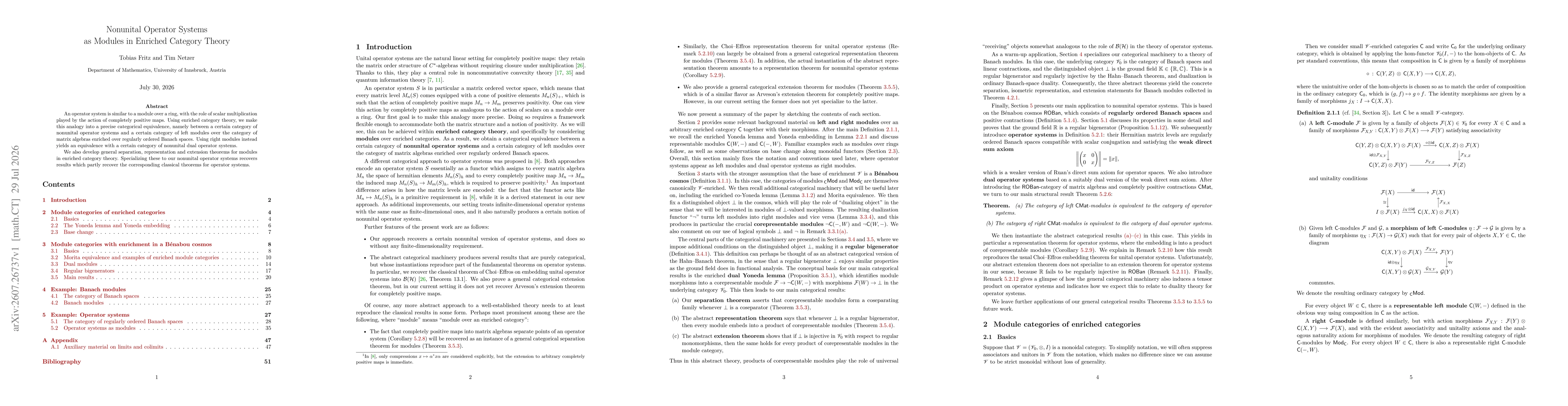 Thumbnail for Nonunital Operator Systems as Modules in Enriched Category Theory
