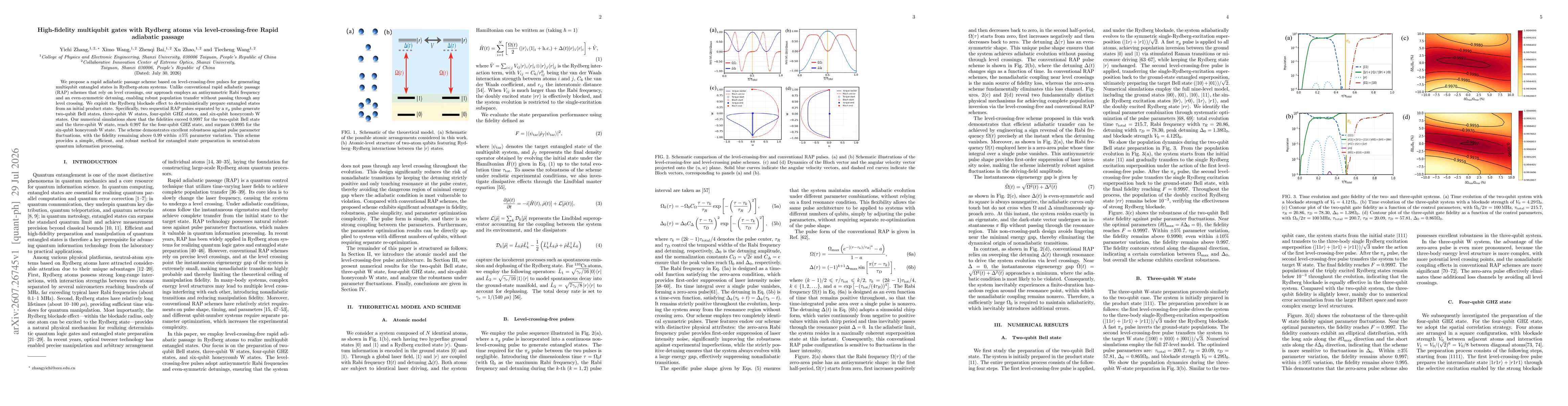 Thumbnail for High-fidelity multiqubit gates with Rydberg atoms via level-crossing-free Rapid adiabatic passage