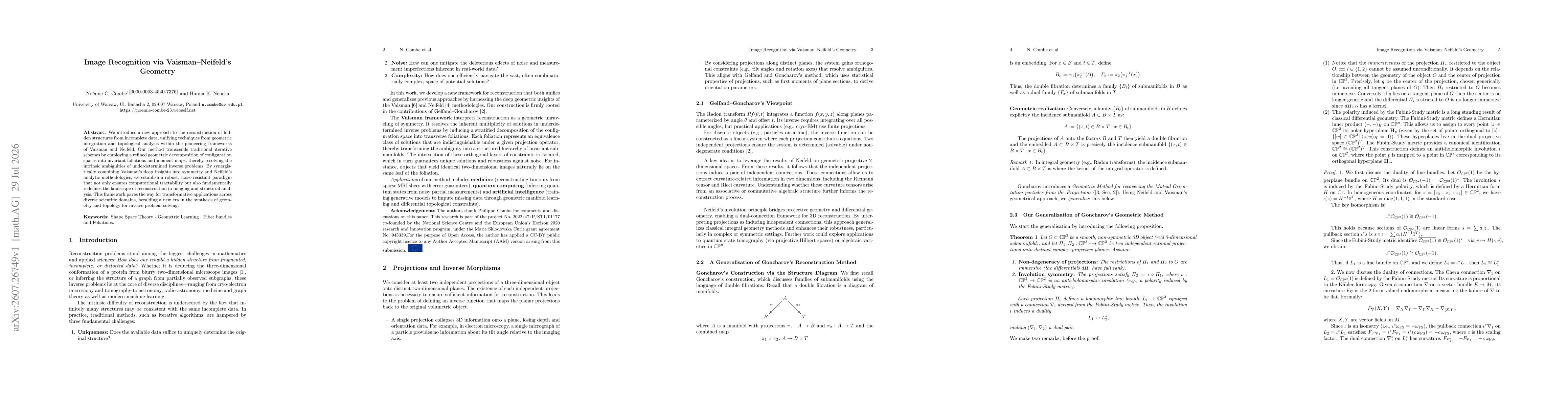 Thumbnail for Image Recognition via Vaisman--Neifeld's Geometry