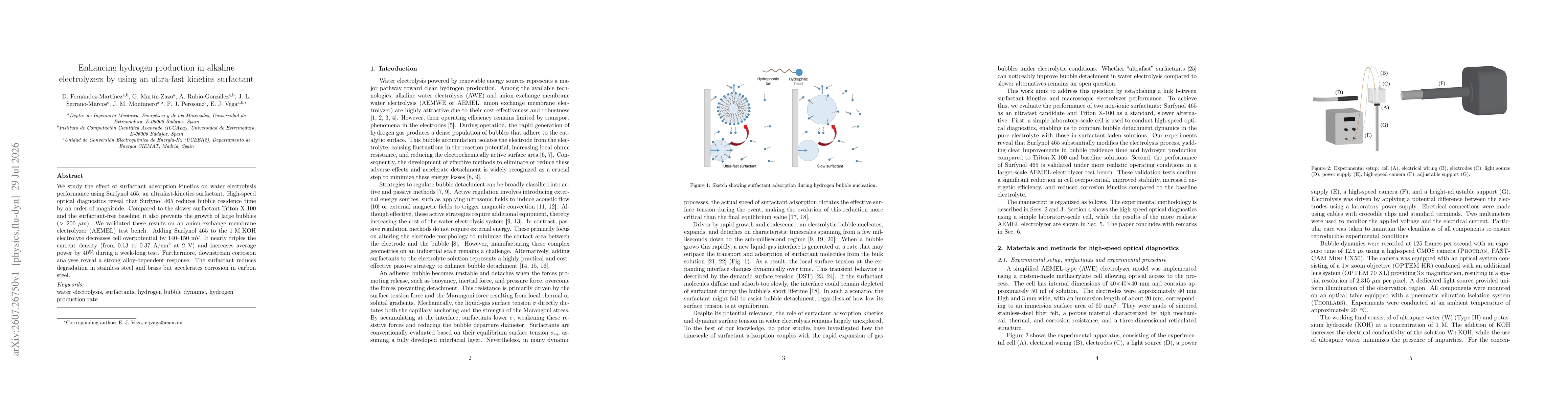 Thumbnail for Enhancing hydrogen production in alkaline electrolyzers by using an ultra-fast kinetics surfactant