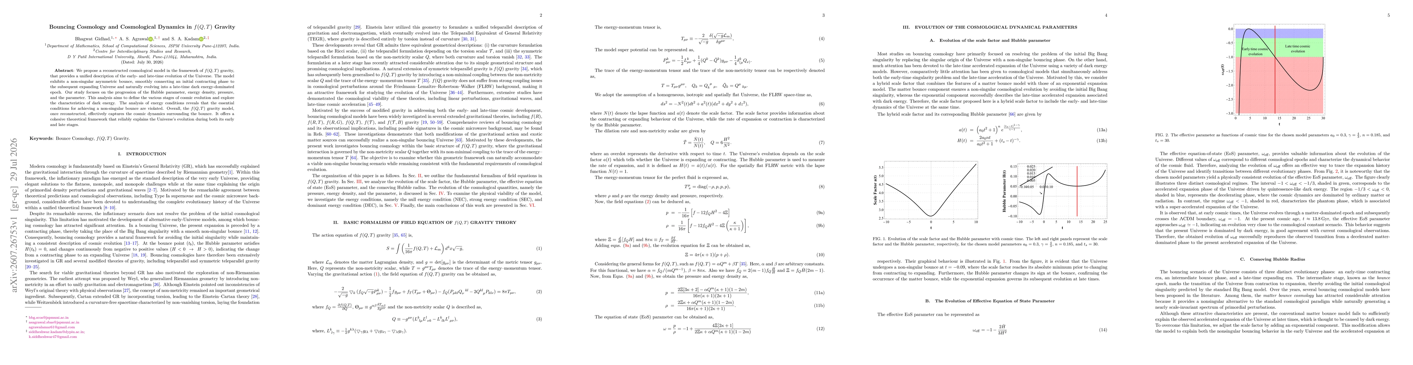 Thumbnail for Bouncing Cosmology and Cosmological Dynamics in $f(Q,T)$ Gravity
