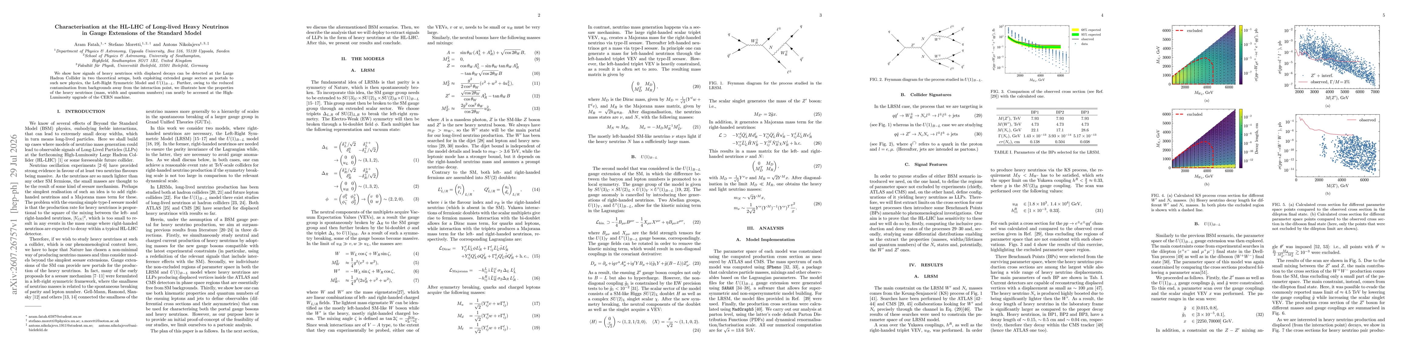 Thumbnail for Characterisation at the HL-LHC of Long-lived Heavy Neutrinos in Gauge Extensions of the Standard Model