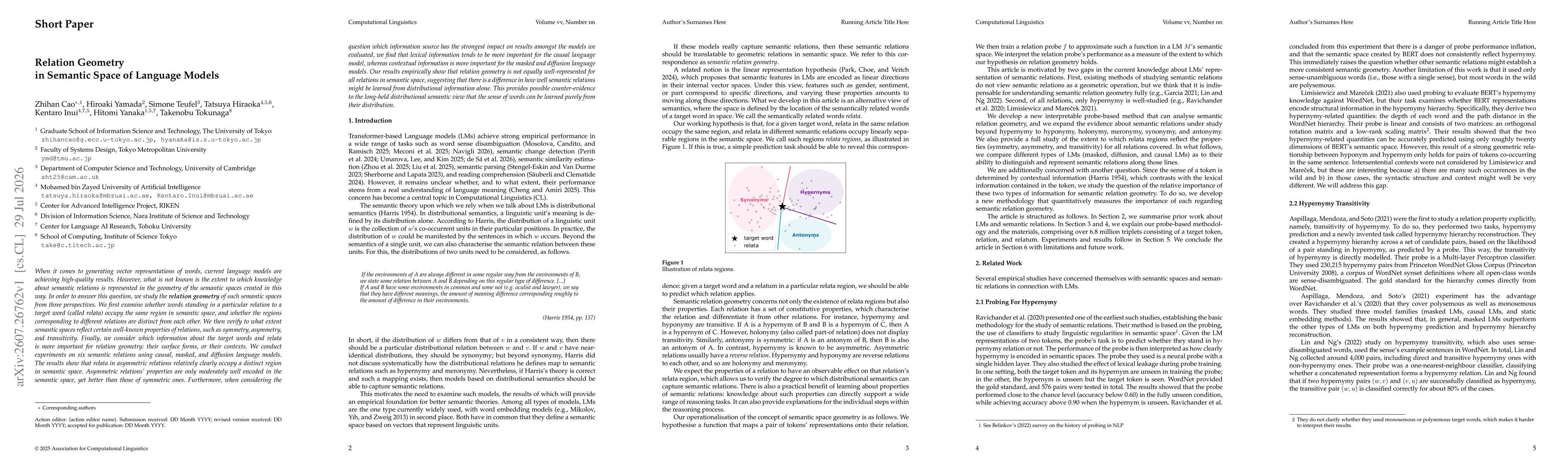 Thumbnail for Relation Geometry in Semantic Space of Language Models