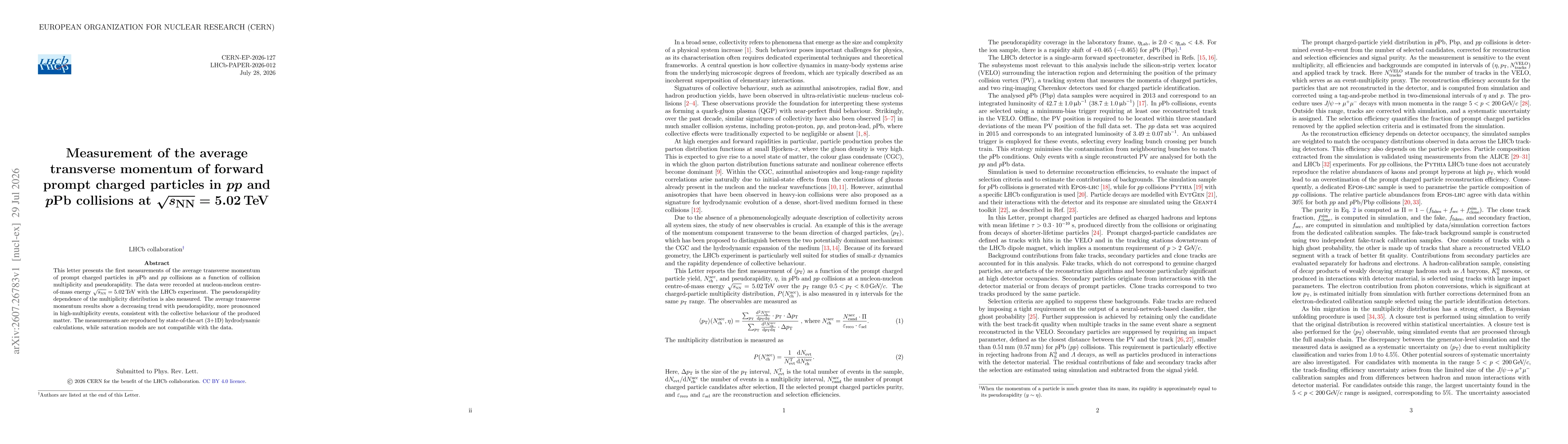 Thumbnail for Measurement of the average transverse momentum of forward prompt charged particles in $pp$ and $p\mathrm{Pb}$ collisions at $\sqrt{s_{NN}} = 5.02\; \mathrm{TeV}$