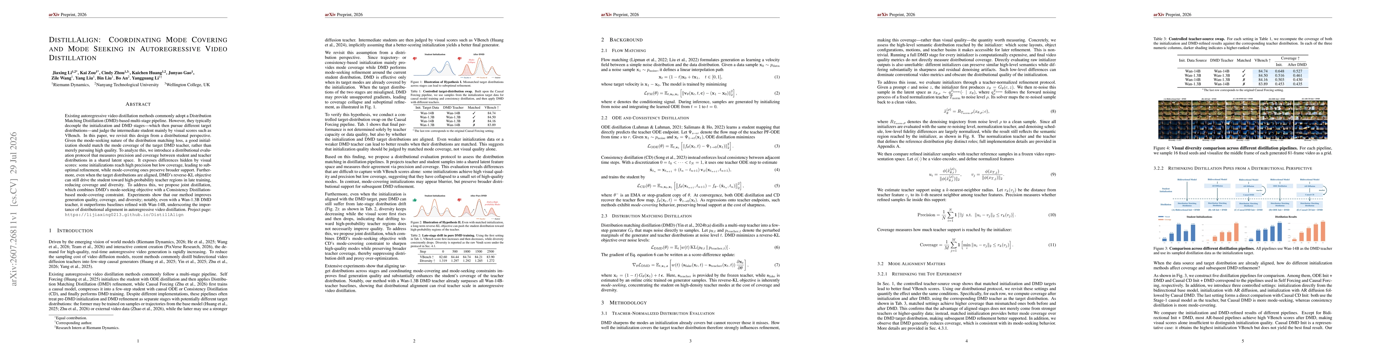 Thumbnail for DistillAlign: Coordinating Mode Covering and Mode Seeking in Autoregressive Video Distillation
