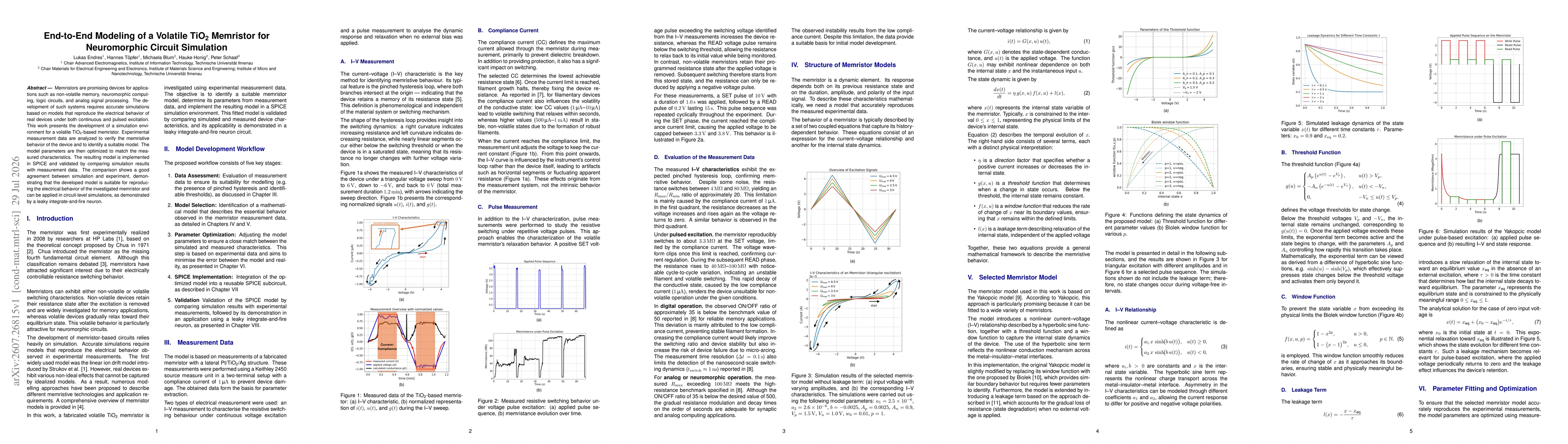 Thumbnail for End-to-End Modeling of a Volatile TiO2 Memristor for Neuromorphic Circuit Simulation
