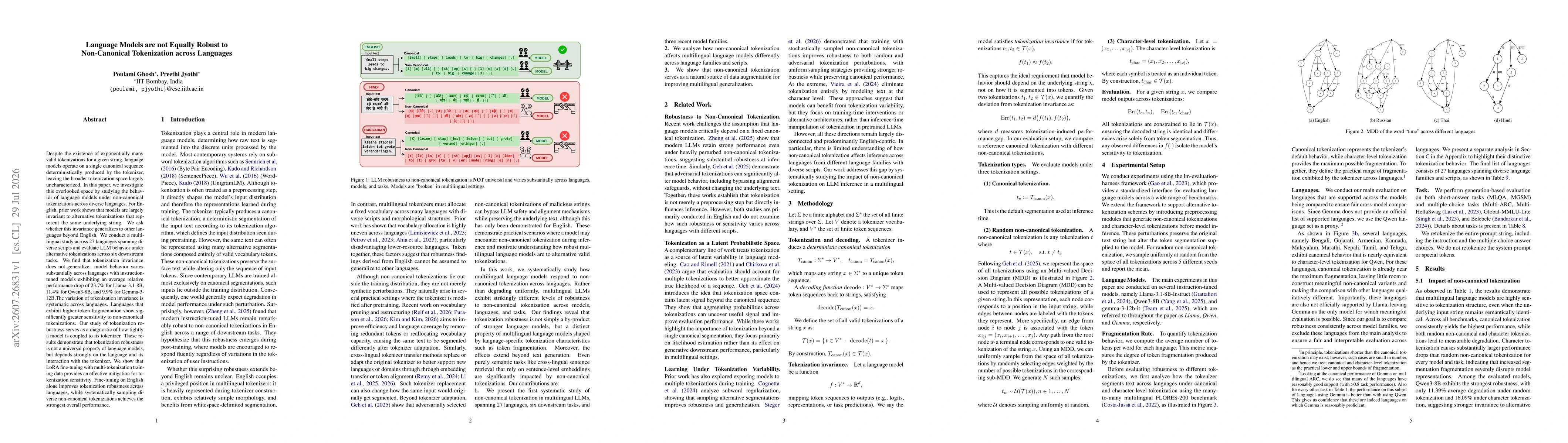 Thumbnail for Language Models are not Equally Robust to Non-Canonical Tokenization across Languages