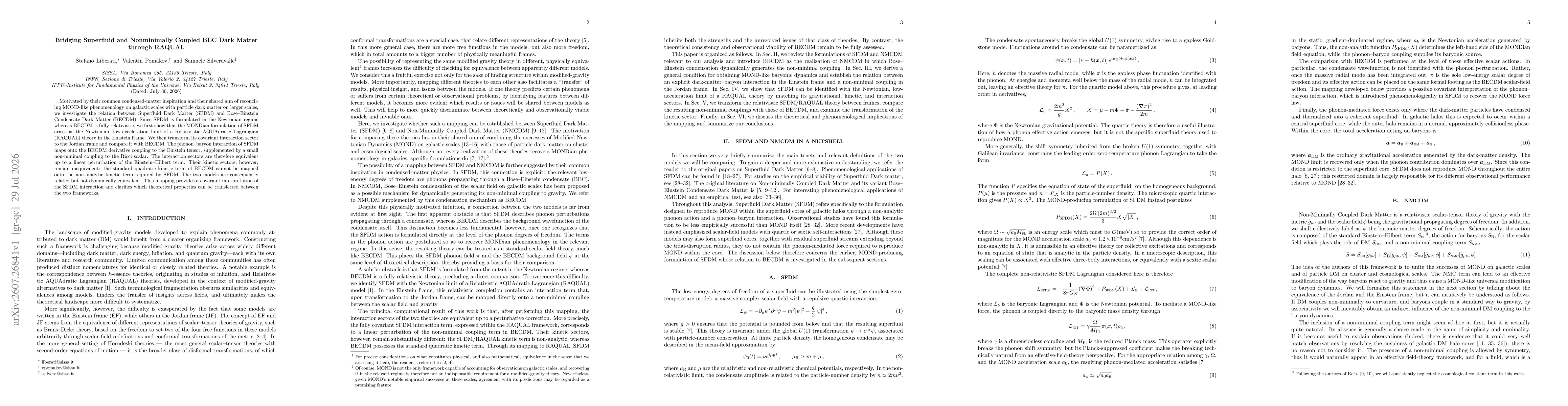 Thumbnail for Bridging Superfluid and Nonminimally Coupled BEC Dark Matter through RAQUAL