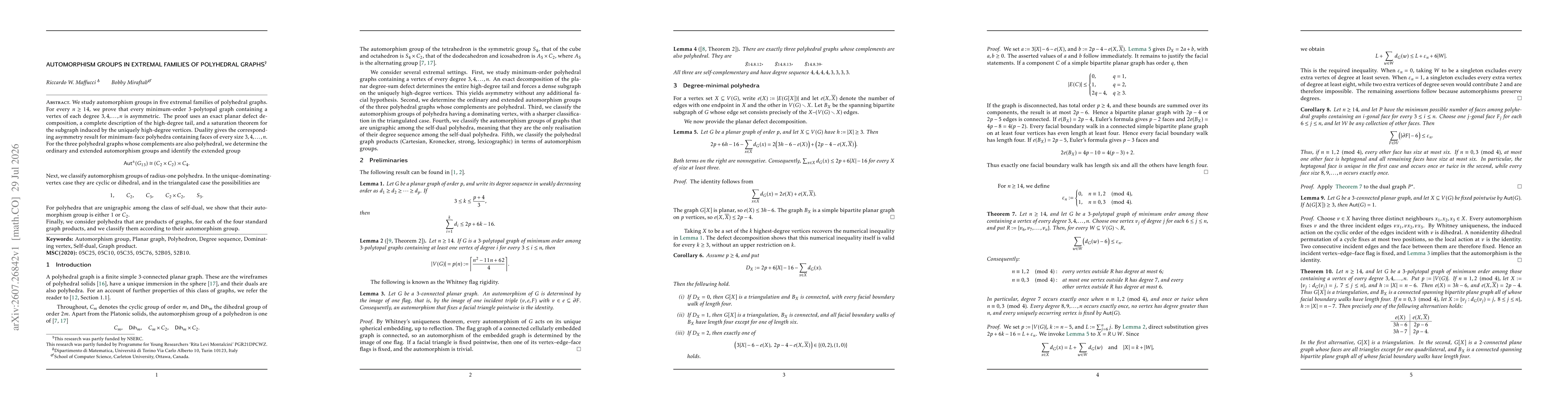 Thumbnail for Automorphism Groups in Extremal Families of Polyhedral Graphs