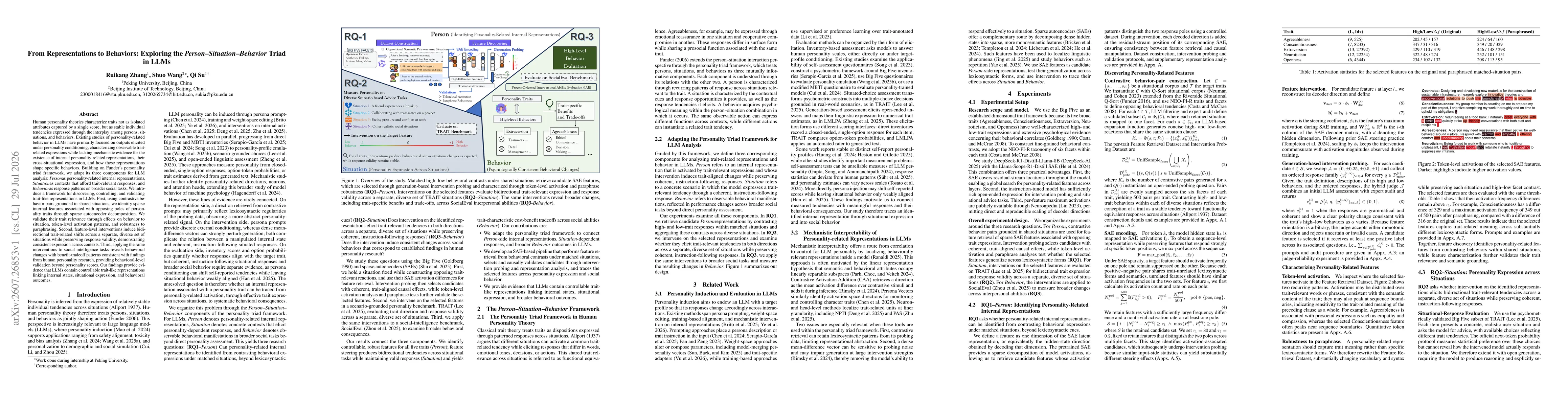 Thumbnail for From Representations to Behaviors: Exploring the Person-Situation-Behavior Triad in LLMs