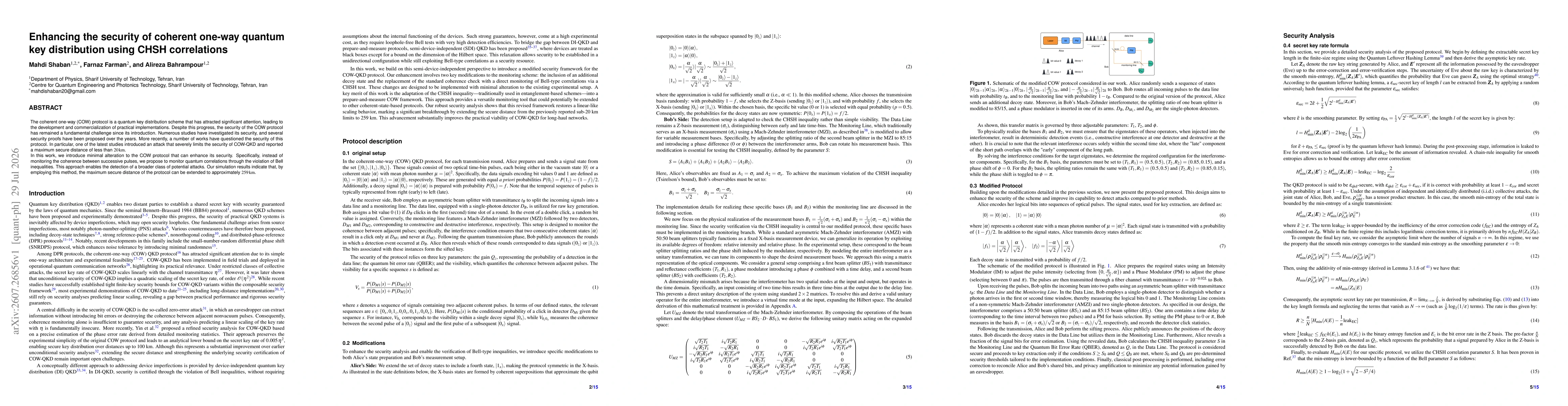 Thumbnail for Enhancing the security of coherent one-way quantum key distribution using CHSH correlations