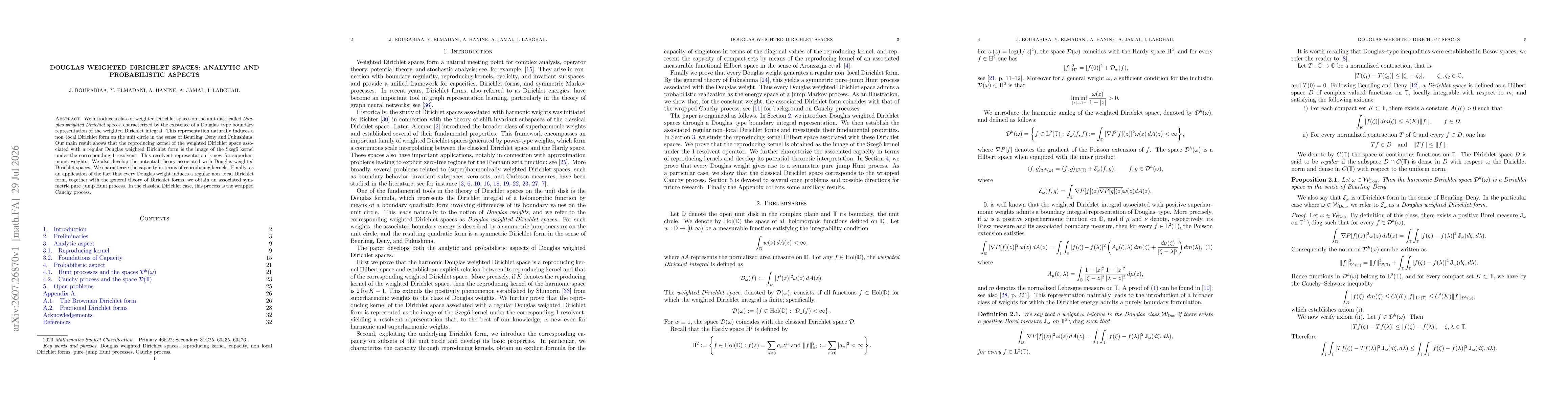 Thumbnail for Douglas Weighted Dirichlet Spaces: Analytic and Probabilistic Aspects