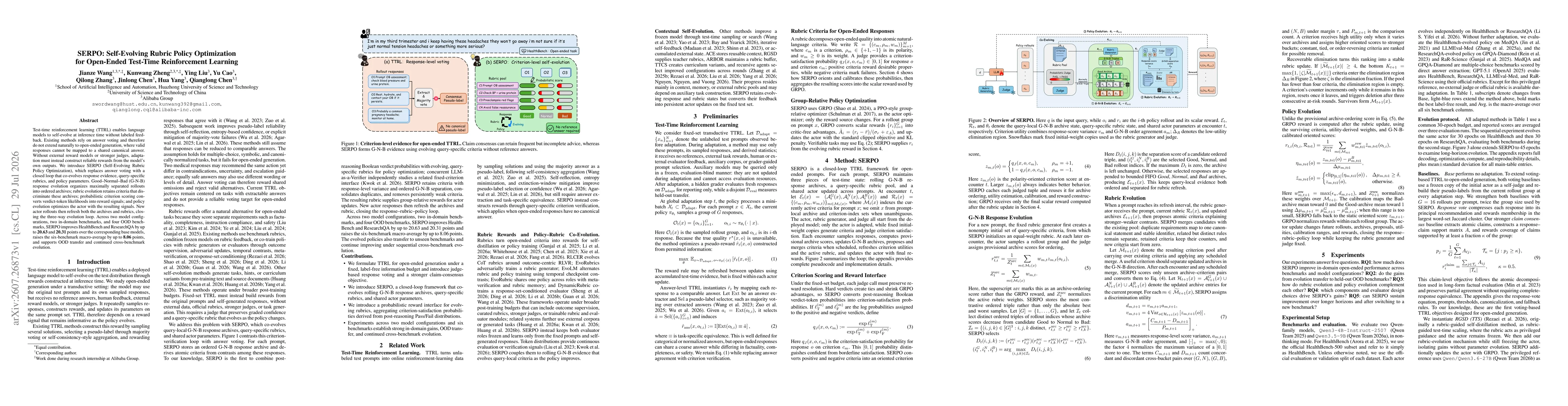 Thumbnail for SERPO: Self-Evolving Rubric Policy Optimization for Open-Ended Test-Time Reinforcement Learning