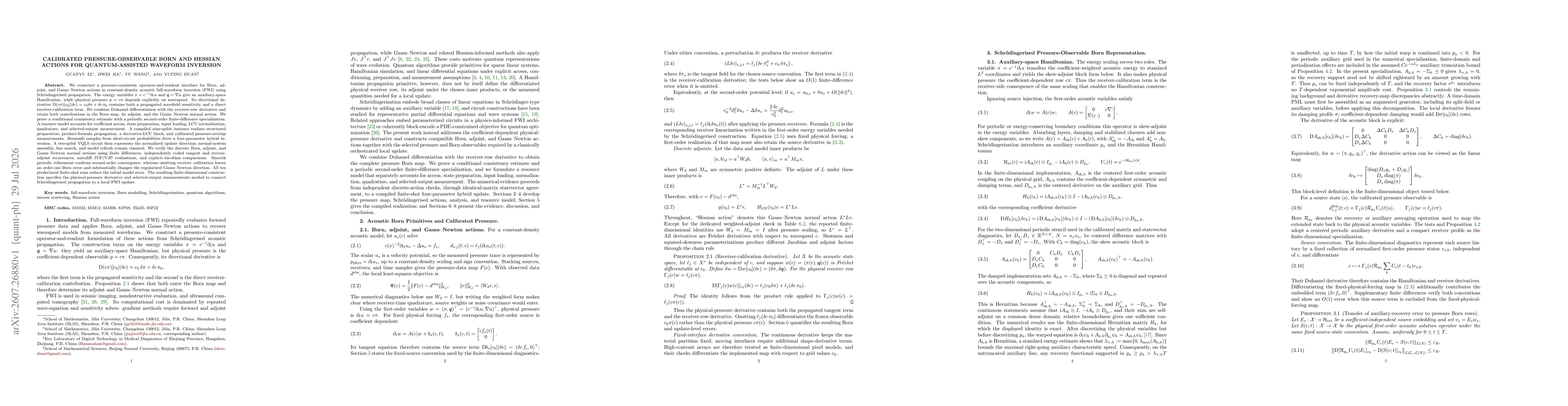 Thumbnail for Calibrated Pressure-Observable Born and Hessian Actions for Quantum-Assisted Waveform Inversion