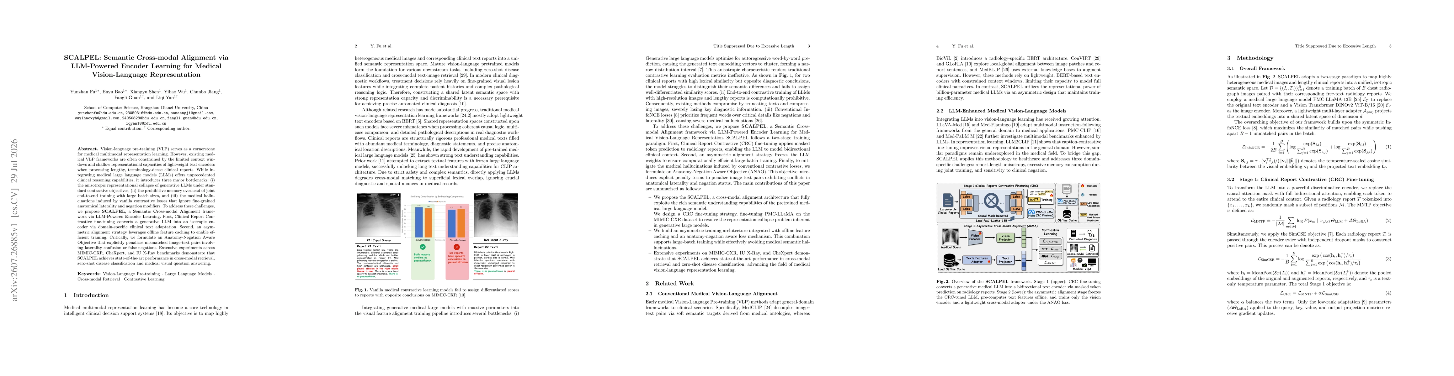 Thumbnail for SCALPEL: Semantic Cross-modal Alignment via LLM-Powered Encoder Learning for Medical Vision-Language Representation