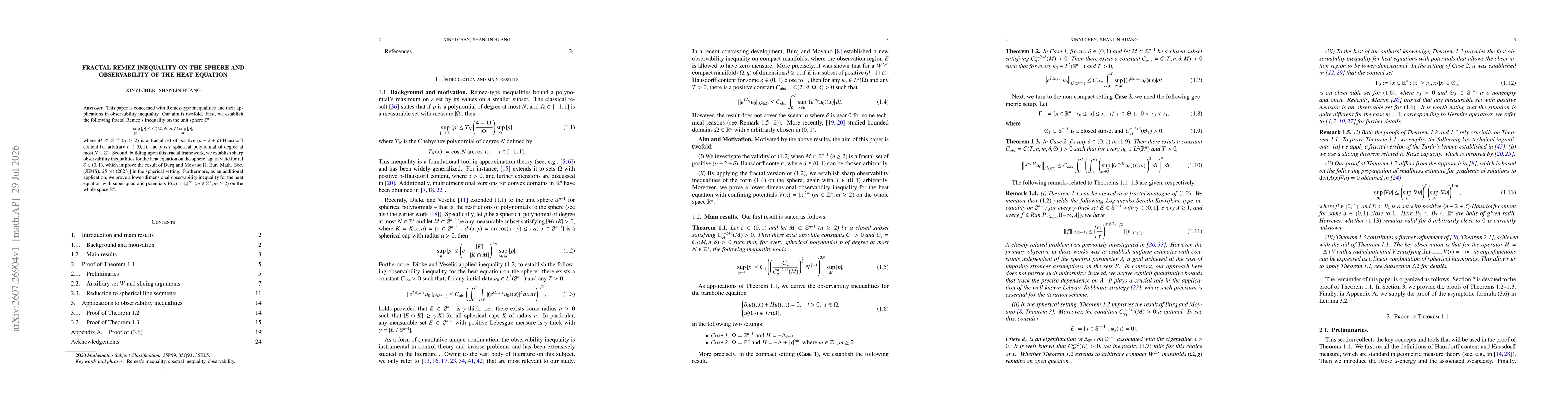 Thumbnail for Fractal Remez inequality on the sphere and observability of the heat equation