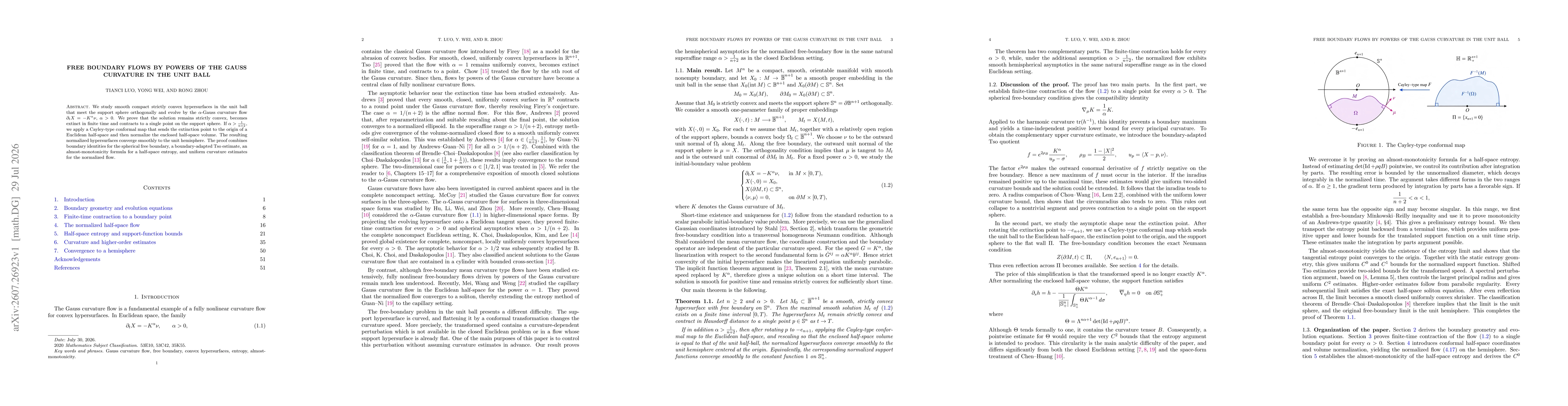 Thumbnail for Free boundary flows by powers of the Gauss curvature in the unit ball