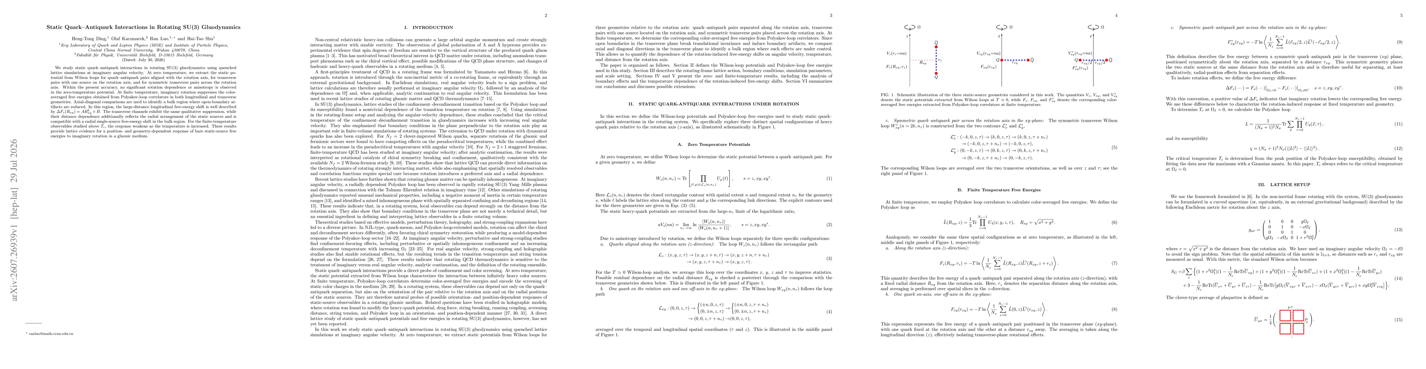 Thumbnail for Static Quark-Antiquark Interactions Under Rotation
