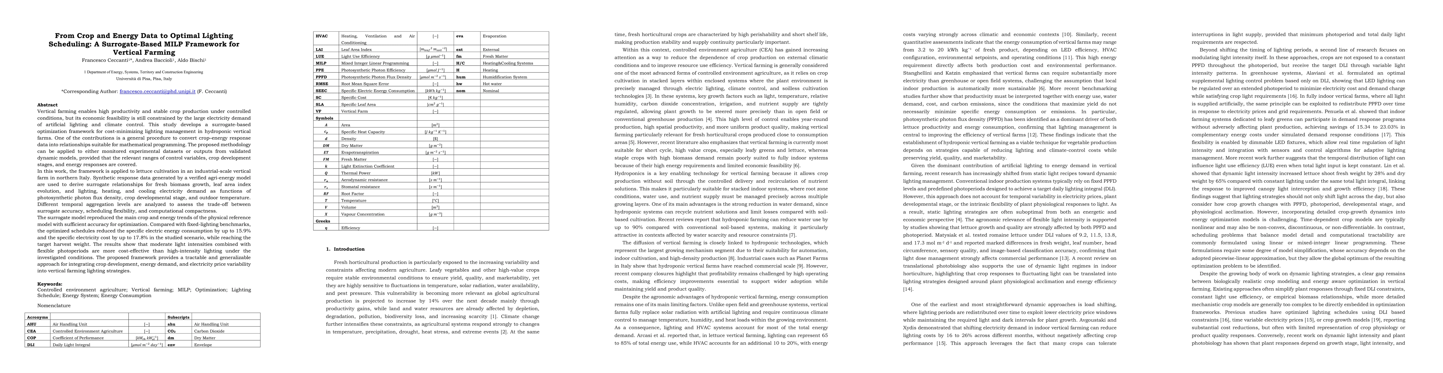 Thumbnail for From Crop and Energy Data to Optimized Lighting Scheduling: A Surrogate-Based MILP Framework for Vertical Farming