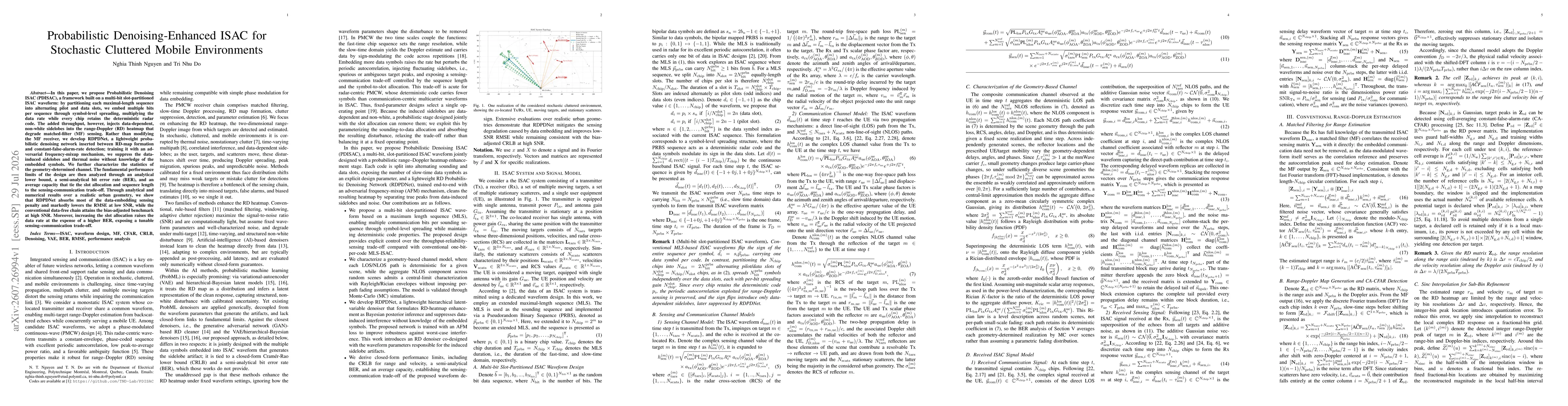 Thumbnail for Probabilistic Denoising-Enhanced ISAC for Stochastic Cluttered Mobile Environments