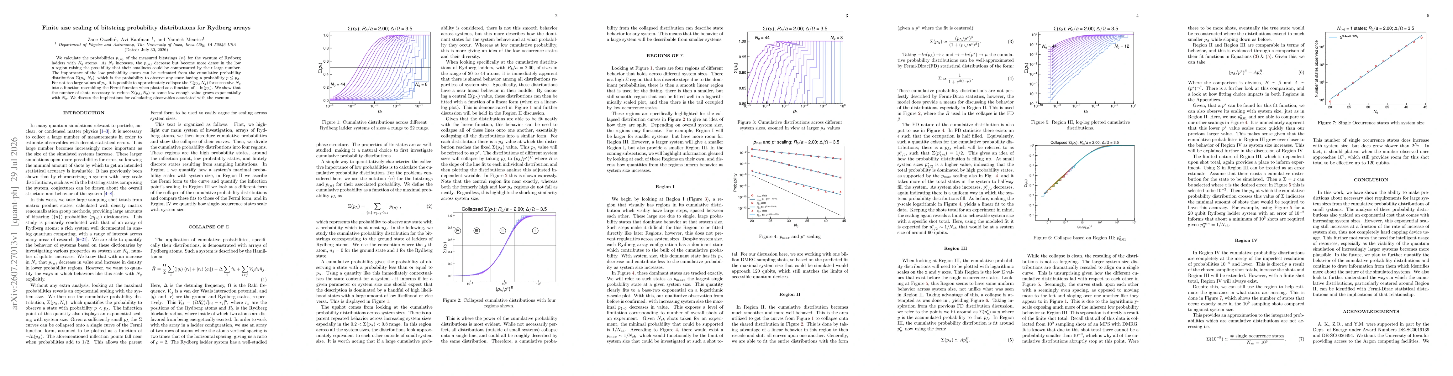 Thumbnail for Finite size scaling of bitstring probability distributions for Rydberg arrays