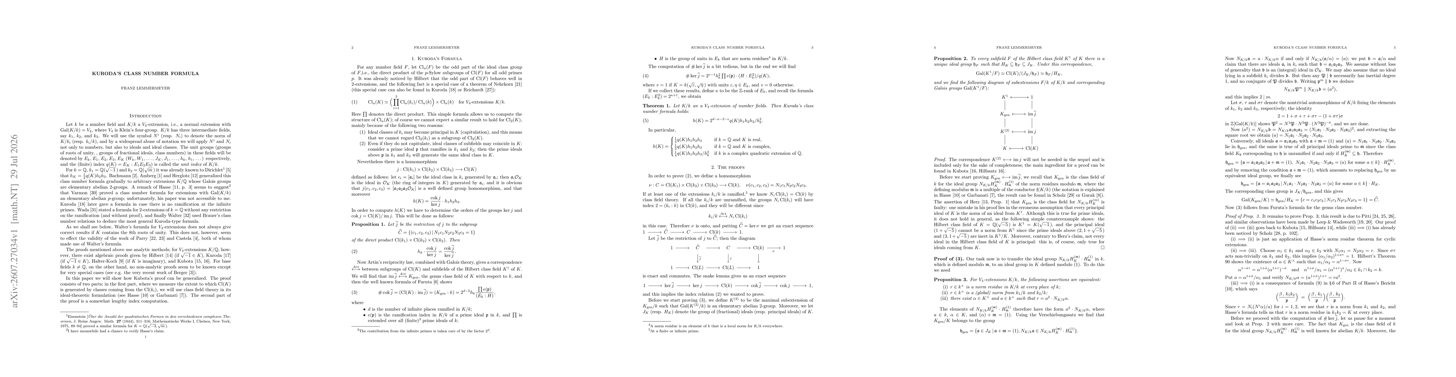 Thumbnail for Kuroda's Class Number Formula